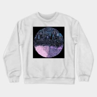 the dark city in genius loci ecopop pattern ecosystem art Crewneck Sweatshirt